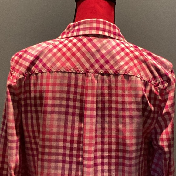 Talbots Red Plaid Cotton Button Down Top Size Medium - Picture 7 of 13